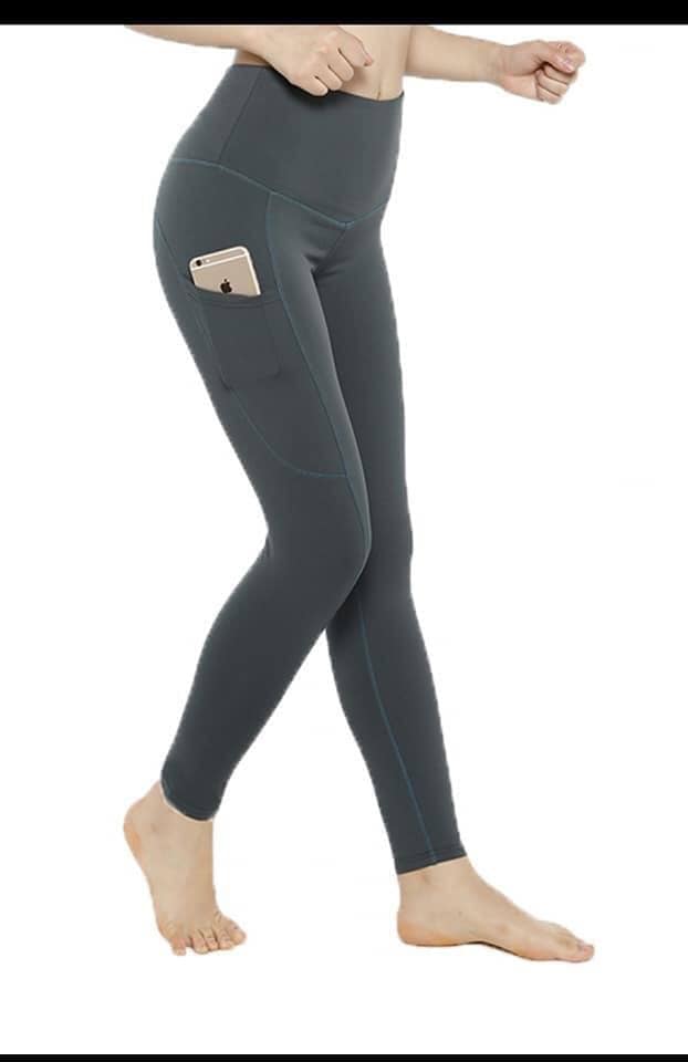 Grey Compression Leggings w/ Pocket - Smarty Pants Boutique NH