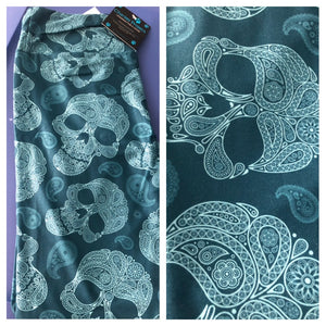 Halloween Paisley Skulls Teal Leggings - Smarty Pants Boutique NH