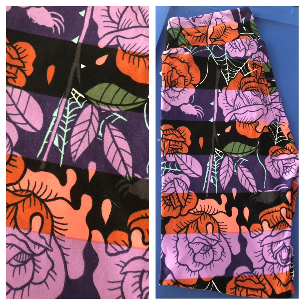 Rose and Spider Web Halloween Leggings - Smarty Pants Boutique NH