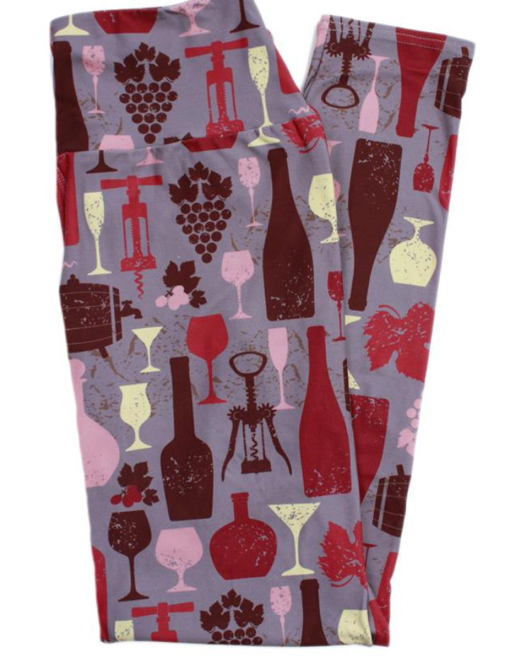 Wine Glass & Bottle Leggings - Smarty Pants Boutique NH