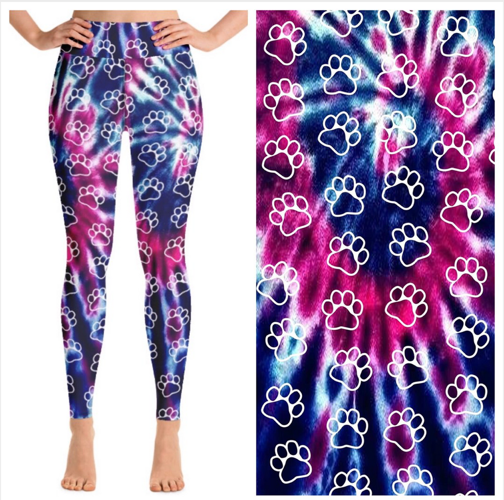 Tye Dye Paw Print Leggings - Smarty Pants Boutique NH