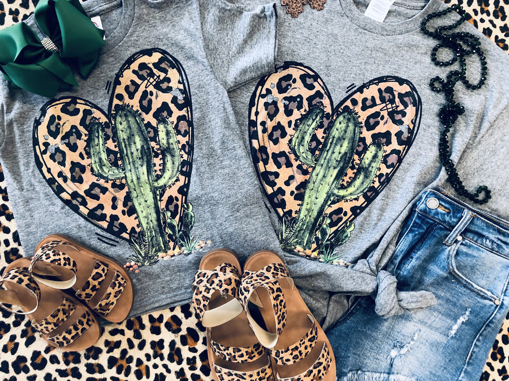 Leopard Heart Cactus Mommy and Me Tees - Smarty Pants Boutique NH