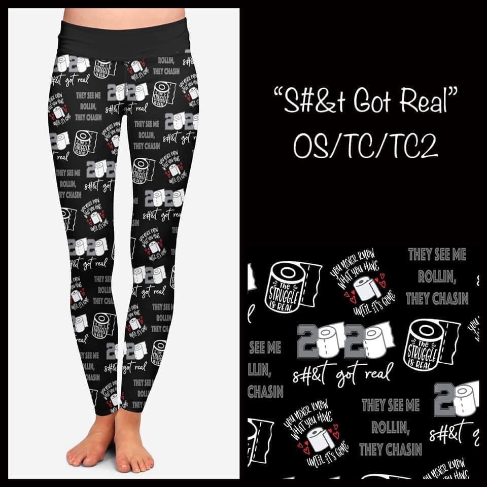 Shit Got Real Toilet Paper Pandemic 2020 Leggings - Smarty Pants Boutique NH