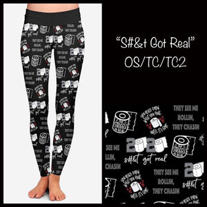 Shit Got Real Toilet Paper Pandemic 2020 Leggings - Smarty Pants Boutique NH