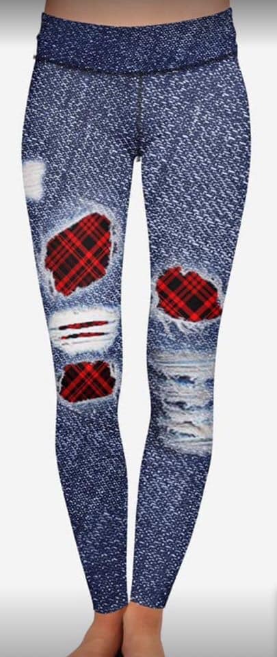 Digitally Printed Ripped Jean Leggings - Smarty Pants Boutique NH