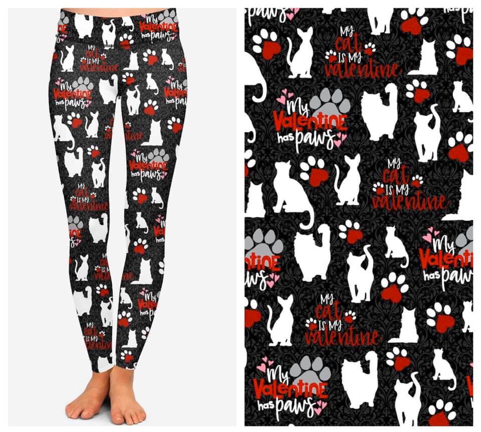 Valentines Day - My Valentines Day has Paws Cat Leggings - Smarty Pants Boutique NH